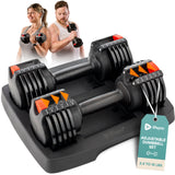 Lifepro Adjustable Dumbbells - 15Lb 25Lb 43Lb 55Lb 90Lb 6in1 Adjustable Weight, Compact Quick Dumbbells set/single for Full Body Exercise & Fitness Home Gym
