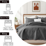 MOONLIGHT20015 Queen Quilt Bedding Set (90" x 96") - Bulk Pack of 10 Wholesale for Hotels, Guest Bedroom & Airbnbs - Lightweight Microfiber Reversible Embossed Quilts Bedspreads (Grey)