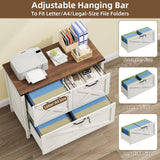 Halitaa Farmhouse Lateral File Cabinet with 3 Drawers, White and Brown