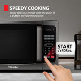 TOSHIBA ML-EM09PA(BS) Small Microwave Oven with 6 Auto Menus, Mute Function, LED Lighting Countertop Microwave Perfect for Kitchen, 0.9 Cu Ft, 10.6 Inch Removable Turntable, 900W Black Stainless Steel