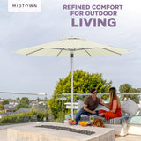 Midtown Umbrellas Push & Pop 10 Ft Patio Umbrellas with Push & Pop Mechanism, Fiberglass Ribs & Sunbrella Fabric – Outdoor Umbrella for Deck, Pool, Cafés & Hotels – Canvas Natural Canopy, Silver Pole