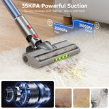 Honki Cordless Vacuum Cleaner for Home, Powerful Stick Vacuum with Rechargeable Battery, Green Light Anti-Tangle Brush, 6-in-1 Lightweight Handheld Vacuum for Pet Hair, Hard Floor, Carpet, Red