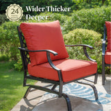 MIXPATIO 6-Piece Patio Conversation Set, Rocking Chairs, Coffee Table, Red