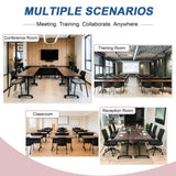 QXYXSM Folding Conference Table with Wheels,Conference Room Table with Cable Hole,Mobile Flip-Top Training Tables Seats 2-30,Modular Meeting Table for Training Room Seminar(6,Black Gold Walnut,47.2in