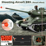1/16 RC Tank, Heng Long Soviet Union T-34 Army Toy with Smoke, Sound, Light, 2.4G Remote Control Tank That Shoots with Upgraded Metal Track, Idler and Sprocket Wheel, Steel Gearbox, Two Batteries