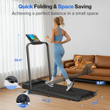 Foldable Treadmill with 10% Incline, 4 in 1 Compact Walking Pad Treadmill with Handle Bar for Home Small Spaces, 3.0HP Portable Quiet