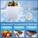 Anypro Chest Freezer 5.0 Cu.Ft, FreeStanding Top Door Compact Small Deep Mini Freezer with Removable Baskets, 7 Adjustable Temperatures for Garage Dorm Apartment RV Kitchen Business, White