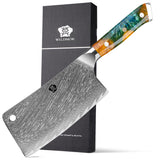 WILDMOK Meat Cleaver Knife, 6.5 Inch Cleaver Kitchen Knife, Damascus Steel Chopper Butcher Knife Damascus Steel, For Home Kitchen and Restaurant