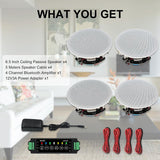 Herdio 6.5" 4 PCS 600 Watts Ceiling Bluetooth Speakers Perfect for Home Theater,Kitchen,Bedroom,