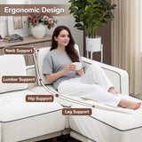 Hatppto 112" Modular Sectional Sofa, Oversized 3-Seater Cloud Couches for Living Room, Comfy Deep Seat Sofa with Wooden Leg, Armrets, Chenille White