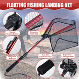 Goture Floating Fishing Net with Assist Handle, Aluminum Telescoping Handle, PVC Coated Nylon Mesh, Foldable Collapsible Fish Landing Net, Extendable Fish Nets for Kayak, Fly, Bass, Trout Fishing
