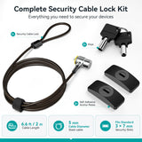 Laptop Lock, Tablet Lock Security Cable w/ 2 Keys & Adhesive Anchor Plates