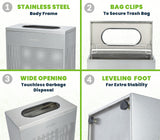 Alpine Stainless Steel Commercial Trash Can - Large Perforated 13 Gallon Trash Can Open Top, Modern Metal Garbage Can for Indoor & Outdoor in Office, Commercial Bathroom, Hotel, Lobby, and Businesses