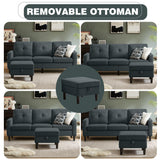 Pingliang 80-Inch Convertible Sectional Sofa with Ottoman, Dark Gray