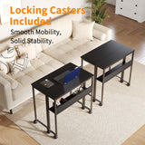 Small Foldable Computer Table on Wheels for Home Office & Small Spaces, Portable Workstation with Brakes