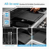 2 in 1 Propane Griddle Grill Combo, 6-Burner Propane Gas BBQ Grill with Porcelain-Enameled Cast Iron Grates & Plate, 42,000 BTU Combo Grill