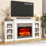 LGHM 80" Electric Fireplace with Mantel, Fireplace TV Stand for TVs Up to 90 Inch, Modern Entertainment Center with Storage, 30'' Fireplace Heater Insert with 3D Flame Effect for Living Room