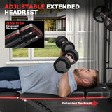 Foldable Workout Bench with Leg Extension, Adjustable Weight Bench w/Preacher Culr, Extended Headrest, Collapsible Bench for Home Gym Strength Training Exercise Full Body Banco de Pesas 880LBS Fostoy