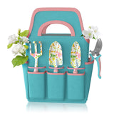 6 Pcs Garden Tool Set, Gardening Hand Tools Aluminum Alloy Starter Kit with Garden Bag (Flower Pattern)