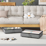 EE-RoomWorld Under Bed Storage with Wheels, No Assemble Required 5.5 inches height grey under bed storage bins,Low Profile Rolling Underbed Shoe Storage containers，dorm underbed storage drawers