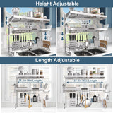 Babosas Over The Sink Dish Drying Rack,3 Tier Adjustable Length (25.5'' to 37.4'') Full Stainless Steel Large Storage Kitchen Dish Rack,For Kitchen Counter Expandable Multifunctional Organizers,Silver