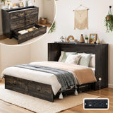 LUXOAK Full Murphy Cabinet Bed with with Storage & Charging Station