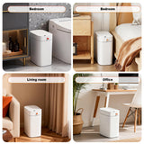 3.5 Gallon Slim Smart Small Plastic Trash Bin, Narrow Motion Sensor Trash Can for Bedroom, Office White