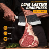 Huusk Butcher Knife Set - Hand Forged Meat Cleaver & Boning Viking Knives & Chef Utility Knives, Japanese Chef Knife Set with Bag for Camping, BBQ, Christmas Gifts for Men Women