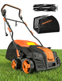 Aspiron 16” Artificial Turf Sweeper, 2000w Artificial Turf Vacuum Grass Sweeper 15 Amp Lawn Sweeper Yard Power Brush with 55L Removable Leaf Collection Bag, Quick-Fold, Keeps Clear Sweepy Box, Pumpkin