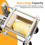 Sunvivi French Fry Cutter Stainless Steel Potato Slicer : with 2 Replaceable blades (1/2 & 3/8 Inch), Professional Fries Cutter for Potatoes, Carrots, Cucumber, Onion, Yam
