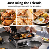 N21NA Pro Slow Cooker 10 Quart, 8-in-1 Programmable PFOA-Free Ceramic Coated Multi-Cooker with Grill Pan, Steaming Plate (Includes Silicone Spoon & Tongs)