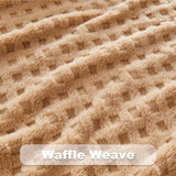 NEWCOSPLAY Super Soft King Blanket Brown Premium Silky Flannel Fleece 3D Waffle Checkered Lightweight Bed Blanket All Season Use (Brown, King(90"x110"))