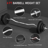 Yaheetech Barbell Weight Set - Olympic Curl Bar & 6 Olympic Weights & 2 Olympic Barbell Clamps for Lifts 44LB Yaheetech