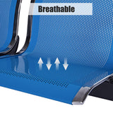 buenotoys 3-Seat Waiting Room Chairs - Waiting Room Bench with Arms Airport Reception Bench Guest Reception Chairs Lobby Bench Waiting Area for Airport Market Bank Hospital School Barbersho, Blue