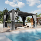 Aoxun Louvered Pergola 12' x16' Full-Aluminum Outdoor Gazebo, Gray