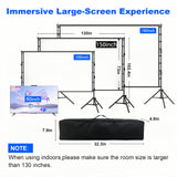 VntB Outdoor Projector Screen with Stand, 150 inch Portable Projection Screen Wrinkle-Free 16:9 4K HD Rear Front Movie Screen with Carry Bag for Indoor Home Theater, Camping and Backyard Entertainment