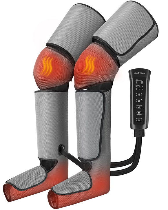 Leg Massager for Circulation and Pain Relief, Air Compression Foot Calf Thigh Massager with 2 Heat and 3 Vibration Functions Nekteck