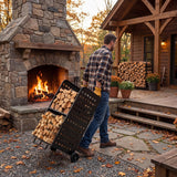 Cycayit 800 lbs Heavy-Duty Rolling Firewood Cart with Wheels, Vertical Log Storage Rack for Outdoor Fire Pit, Patio & Garage, All-Weather Rust-Proof Wood Holder for Garden & Camping (38”H)