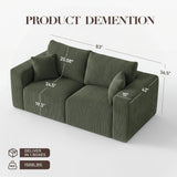 Modular Loveseat Cloud Couch, 79" Memory Foam Boneless Double Sofa, Green