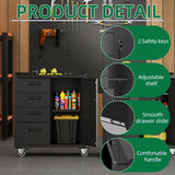 Metal Garage Storage Cabinets System, 7-Pcs Workshop Tool Cabinet Set,Black