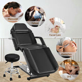 KIIUMI Facial Tattoo Chair for Client, Hydraulic Esthetician Lash Bed with Rolling Stool, 360° Swivel Adjustable Headrest Tattoo Artist Massage Table Beauty Salon Spa Equipment, Black