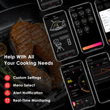 Wireless Meat Thermometer, 800FT Bluetooth Cooking Thermometer, 2 Ultra-Thin Probes, LCD Display, Digital Food Thermometer Speusurea