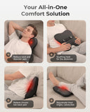 Back & Neck Massager with Heat, 4D Deep Tissue Shiatsu Massage Pillow with Hand Controller, 3 Modes & 3 Speeds, Ergonomic Full Back Support, Soft Molded Foam, for Pain Relief Home Office Chair Use