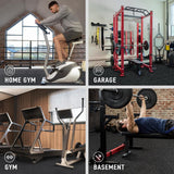 AIRHOP 0.56in Thick 48 Sq Ft Exercise Equipment Mats, 12 Tiles Upgraded Rubber Top with High Density EVA Foam, Large Interlocking Puzzle Gym Flooring for Home Gym, Heavy Weight Workout, 24 x 24in AIRHOP