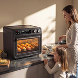 SMIRLY Digital Air Fryer Toaster Oven Combo, 27QT Convection Countertop Oven, 10-in-1 Multi-Function Fits 12" Pizza & 6 Slices of Toast, Stainless Steel, Black