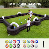 OZIS Inflatable Soccer Pool Giant Table Football Pool Pitch Billiards Inflatable Football Billiard Ball Game with Blower & 16 Balls Durable Materials for Backyard Outdoors Indoor Sports Game(Black)