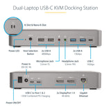 StarTech.com Dual-Laptop USB-C KVM Docking Station, Dual Monitor 4K 60Hz DisplayPort Dock