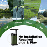Ginkin Portable Water Filter Pump, 0.01 Micron Manual Survival Water Purifier for Camping Hiking Backpacking Emergency, Fast Flow Removes Harmful Substances & Sediment (k8188 Green)
