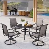 MFSTUDIO 5 PCS Patio Dining Set, 38'' Round Table & Swivel Mesh Chairs