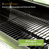Captiva Designs Charcoal Grill with Offset Smoker, All Metal Steel Made Outdoor Smoker, 512 sq.in Cooking Area, Best Combo